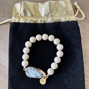 New Kinsley Armelle Agate Collection Beaded Tawny Bracelet